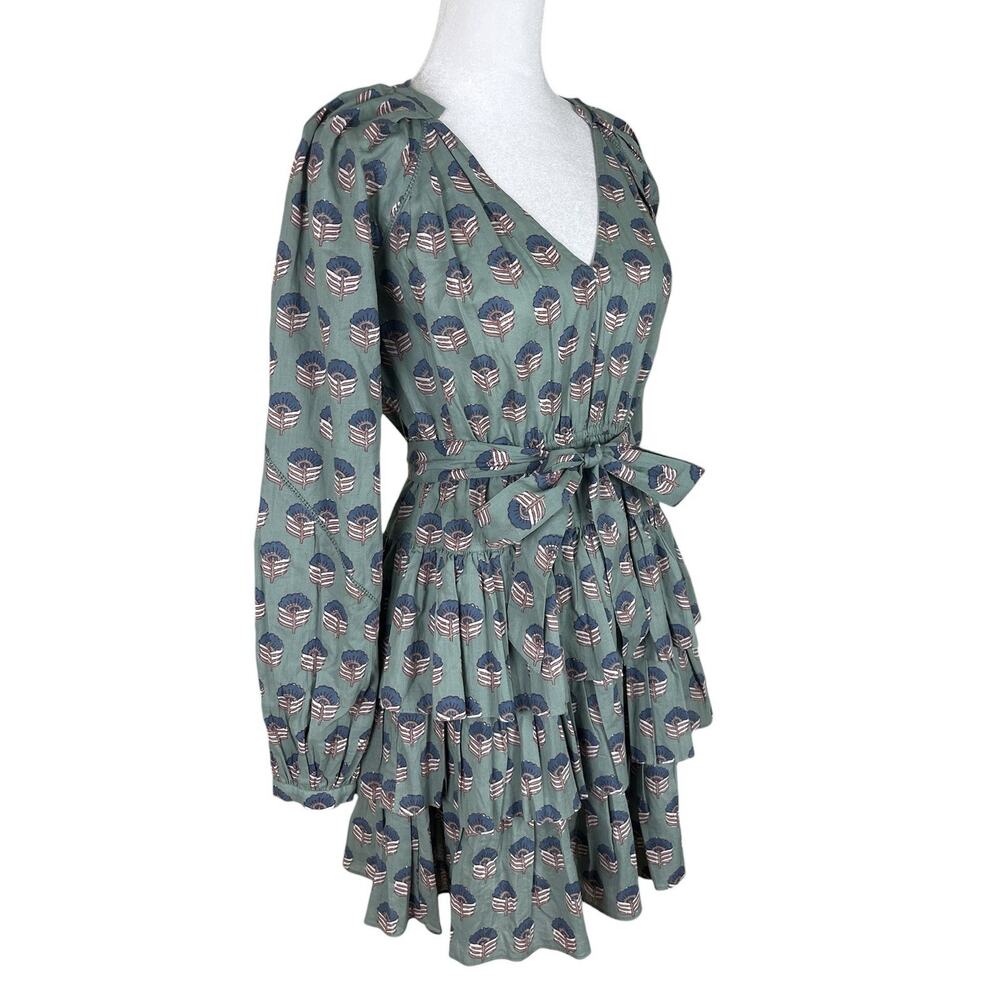 Marea Grace Ruffle Dress Jade Cotton Cottage Bohemian Prairie Size XS NWT - Picture 3 of 10